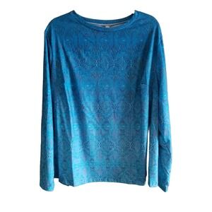 2X NWT Noracora Top Womens Blue Jersey Plus Size Round Neck Long Sleeve Darts
